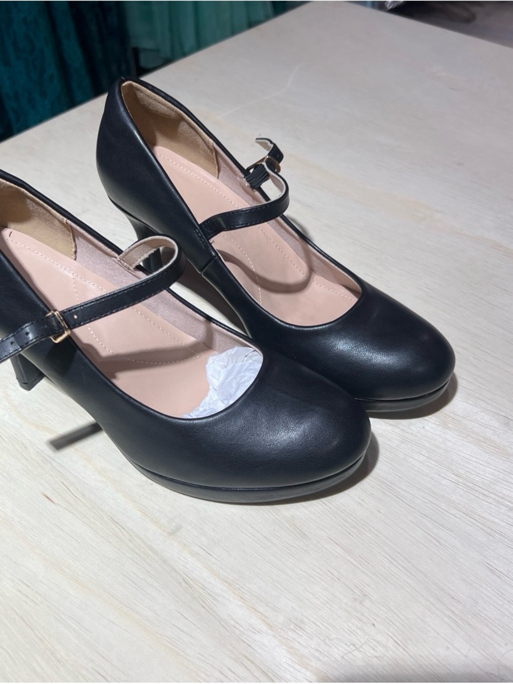 Black Mary Jane Platform Heels with Ankle Strap